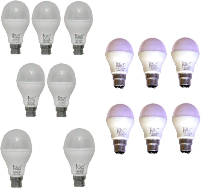 15 W, 9 W Round B22 LED Bulb  (White, Pack of 13)