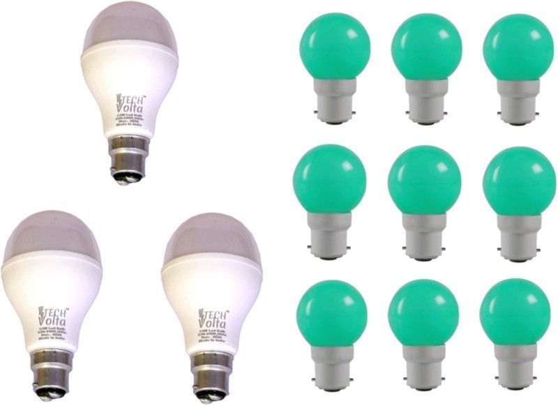 12 W, 0.5 W Round B22 LED Bulb  (White, Pack of 12)