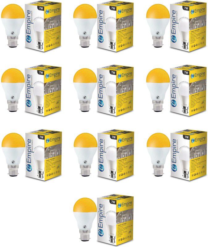 7 W Standard B22 LED Bulb  (Orange, Pack of 10)