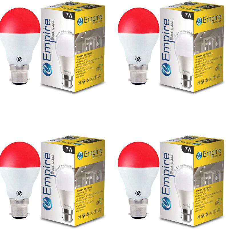 7 W Standard B22 LED Bulb  (Red, White, Pack of 4)