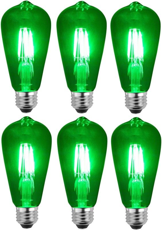 4 W Decorative E26, E27 LED Bulb  (Green, Pack of 6)