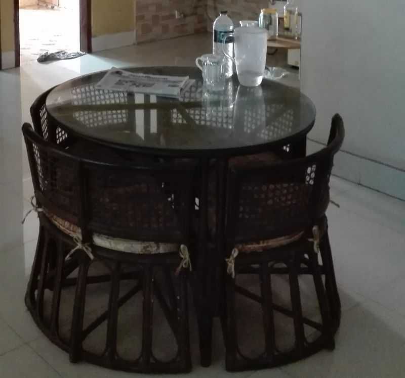 cane 4 person's dinning table and chair