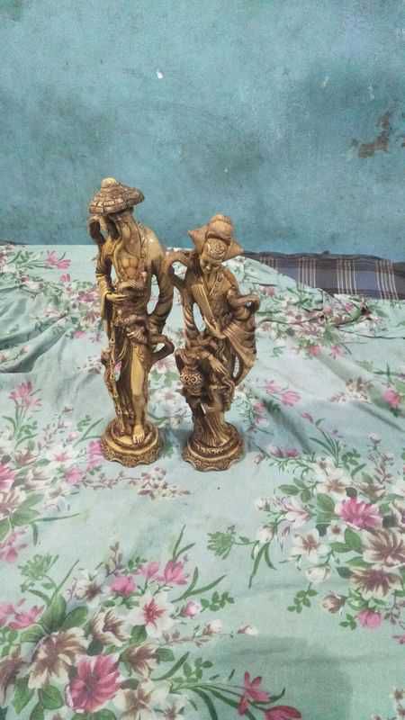 Vintage Mid-Century Oriental Figurines, Man & Lady