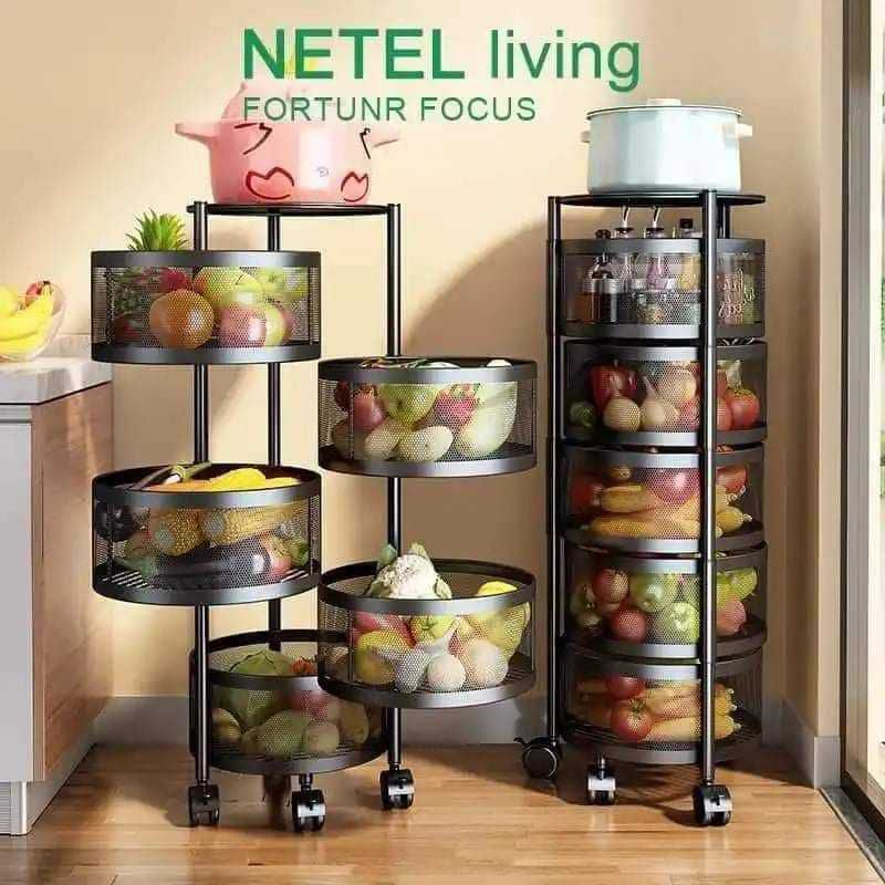 5 TIER HOME CUBE Metal Kitchen Rotating Trolley