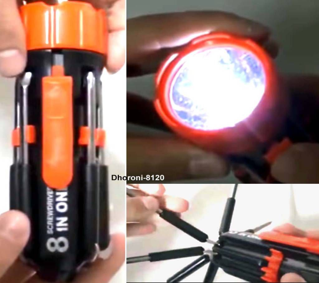 MULTI FUNCTION SCREW DRIVER WITH POWERFUL TORCH