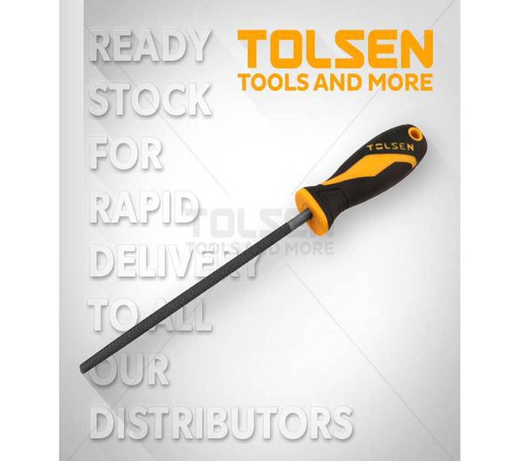 Tolsen Steel File Round (8") TPR Handle For Metal Work 32009