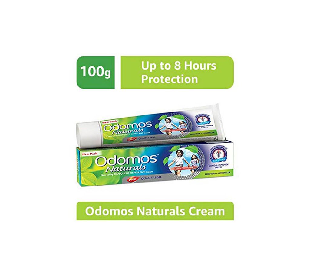 New Odomos Naturals Non-Sticky Mosquito Repellent Cream - 100gm (original Indian)