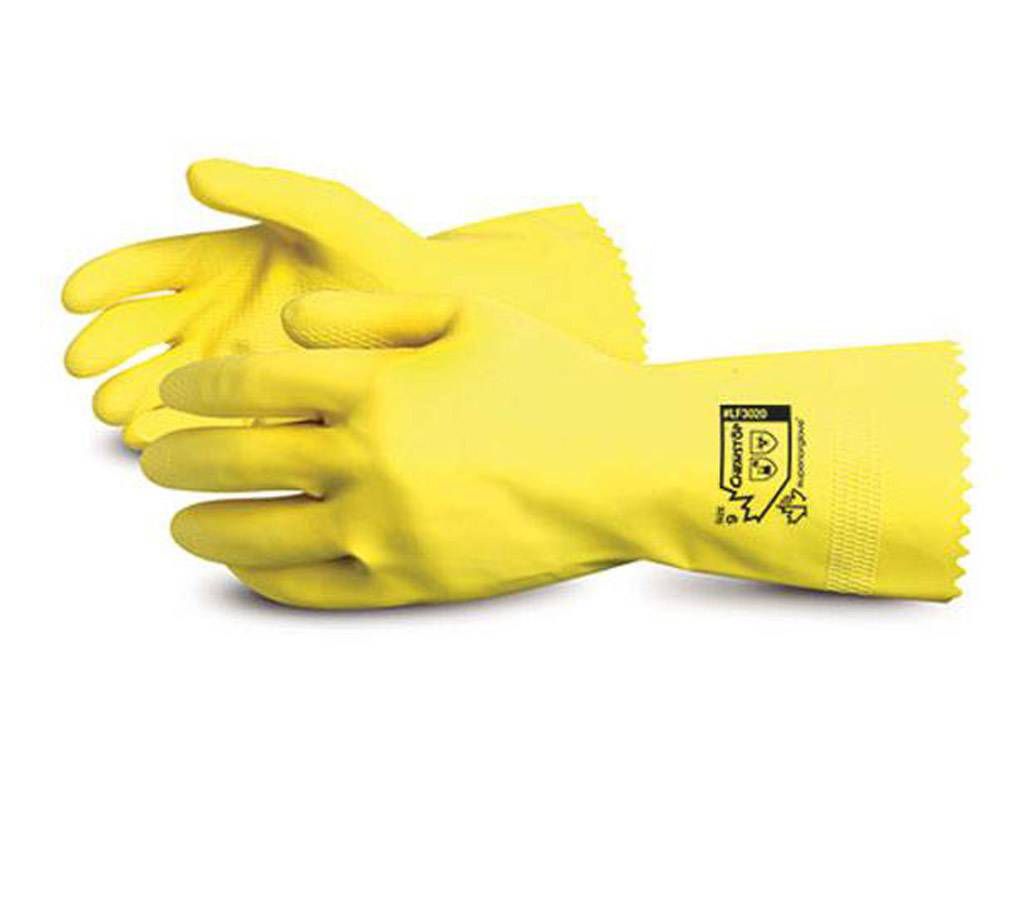 Yellow Flock-Lined Latex Chemical-Resistant Glove