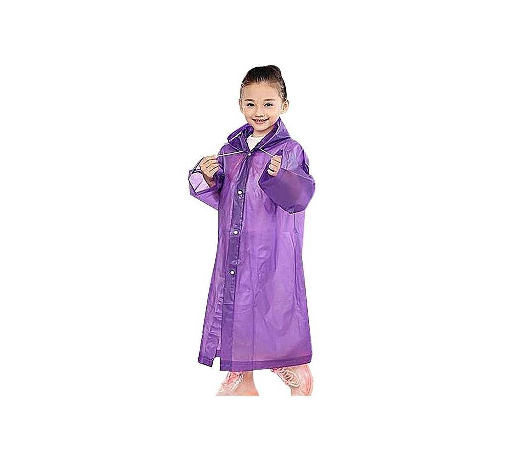 Purple Polyester Rain Coat For Kids