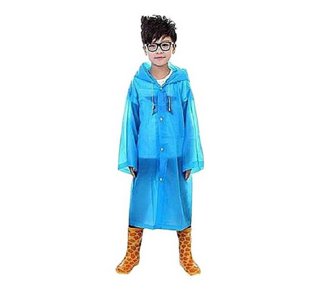 Blue Polyester Rain Coat For Kids