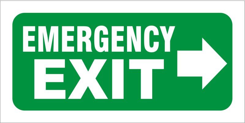 signEver Emergency Exit Sign Board For Factory Lodges Banks Office School Hospital college Shops Local Market Multi-color (25 x 12 cm) Emergency Sign
