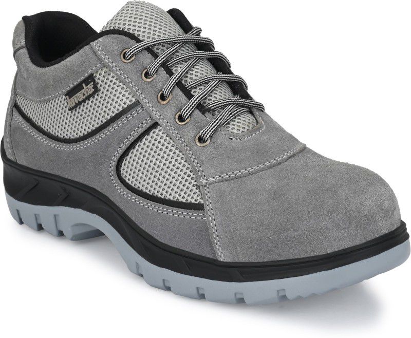 Kavacha Suede Leather Steel Toe Safety Shoe , S111 Steel Toe Suede Safety Shoe  (Grey, SB)