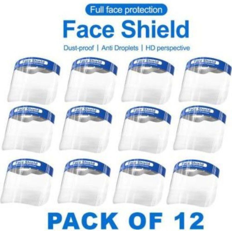 BIRDE Full Face Shield Mask Eyes Nose Protection Pack of 12 Face Shield Mask Safety Visor Safety Visor  (Size - 33)