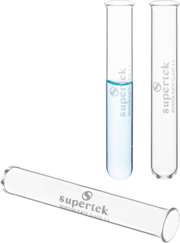 Supertek 50 ml Rimmed Borosilicate Glass Test Tube  (15 cm 300 K Pack of 100)