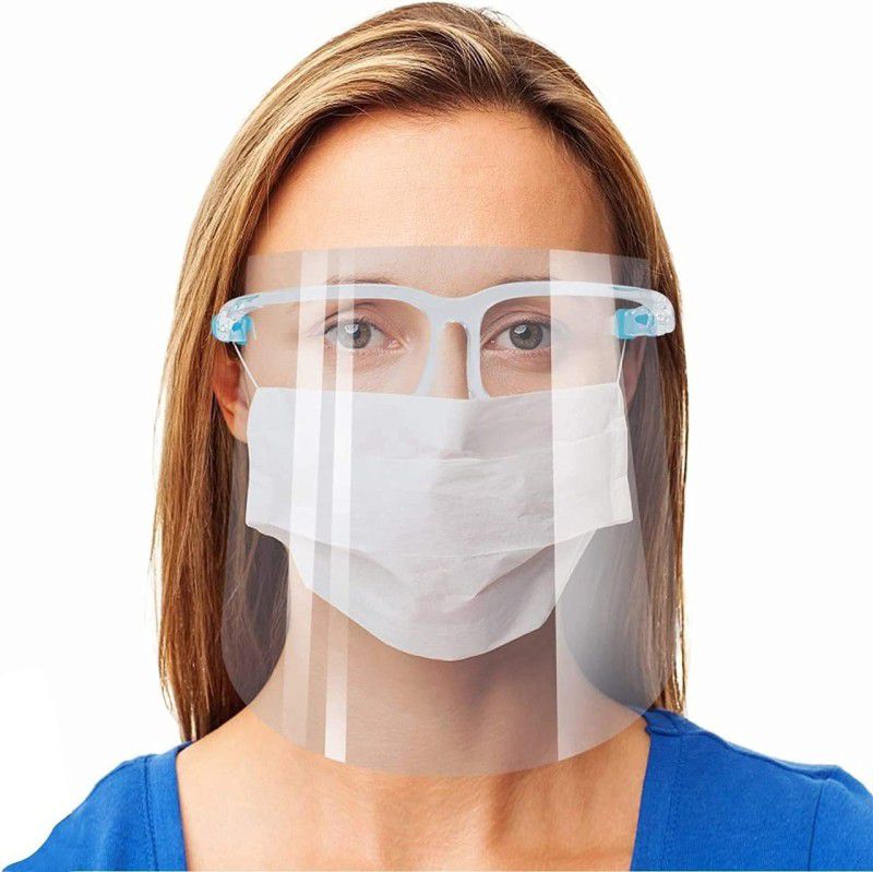 Synlark Reusable Safety Anti-fog Protective Face Shield Universal Transparent Full Face Protection Visor Anti-Spitting Splash Facial Cover for Men, Women & Kids (Pack of 2) Safety Visor  (Size - Standard)