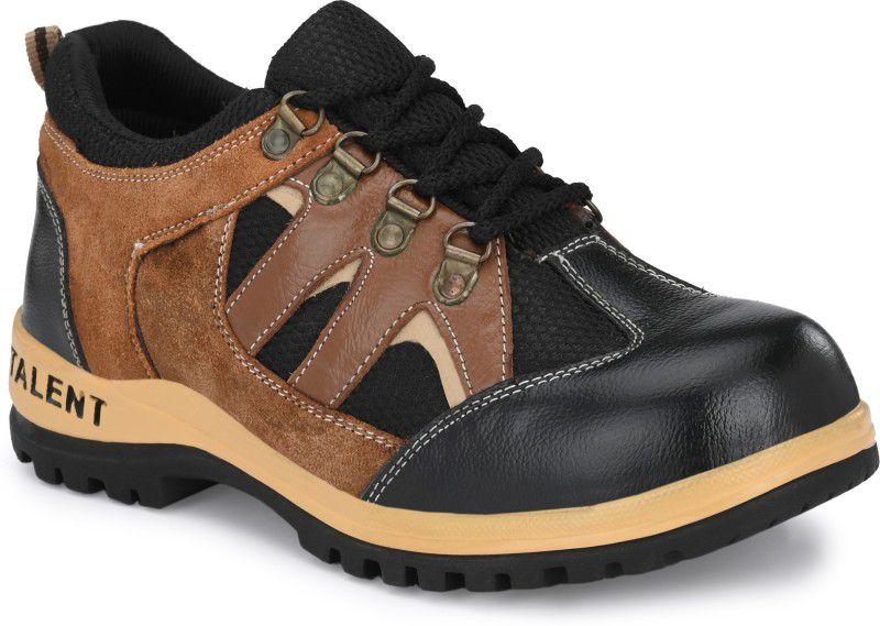 Zakato A-93-Black / TAN Steel Toe Genuine Leather Safety Shoe  (Black, Tan, S1)