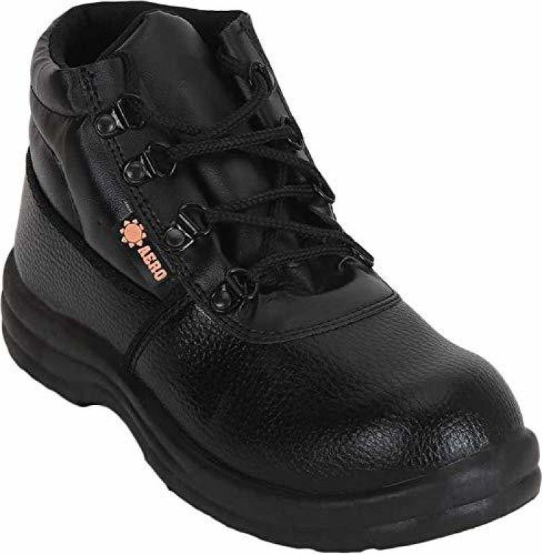 IndCare High Ankle Black Safety Industrial Shoes With Steel Toe PVC Safety Shoe  (Black, S1)