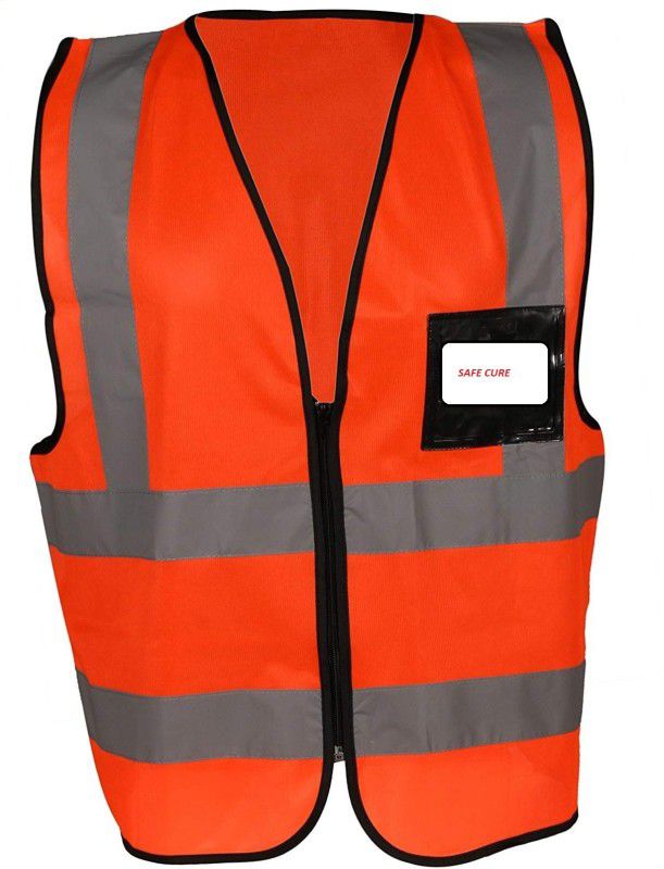 Safe cure Hi Visibility 120 GSM Orange Safety Jacket  (Orange)