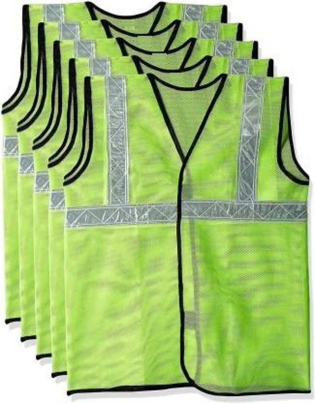 ABOGLINE 2' Inch Reflective Safety Jacket, Green, Mesh Type, Set of 5 Safety Jacket  (Green)
