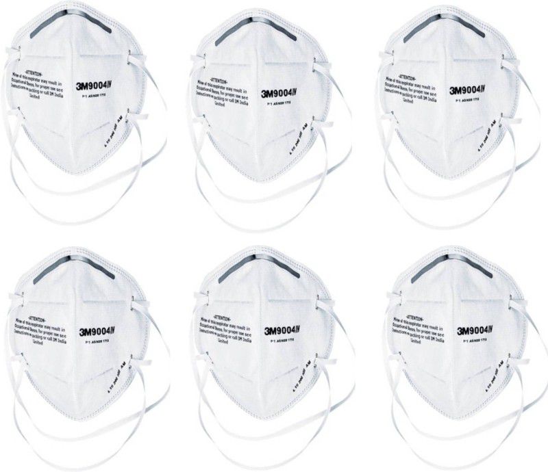 3M Pack Of 6 9004ING Anti pollution White  (Free Size, Pack of 1)