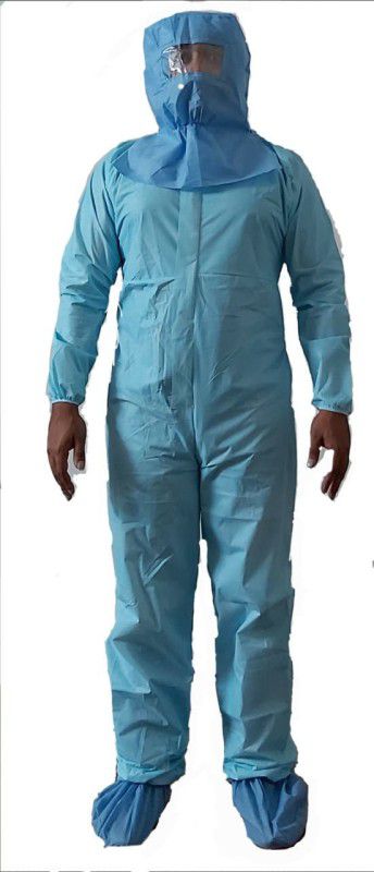 TinyTales PPE KIT with full body cover 90 GSM Safety Jacket  (BLUE) Safety Jacket  (Blue)