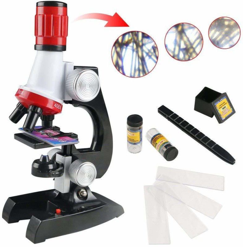 lukzer Science Kits with Slides Educational Beginner Microscope Kit with LED 100X 400X and 1200X Magnification for Kids Students Microscope Slide Box