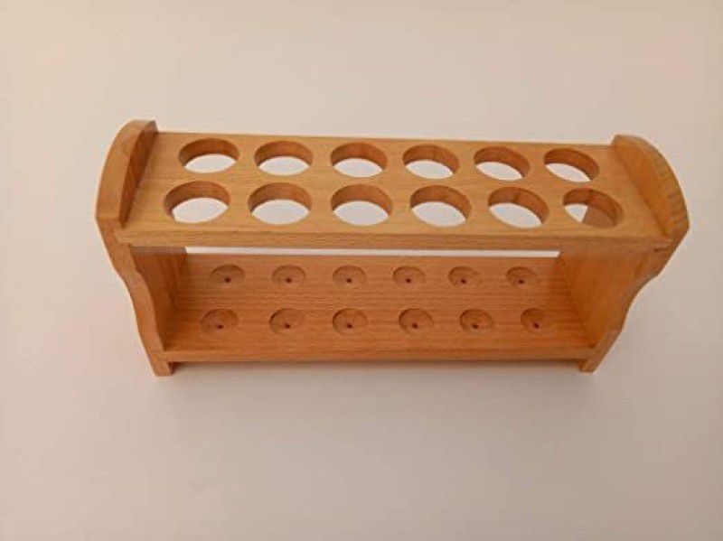 newverma TEST TUBE RACK WOODEN 15MM x12 HOLES Wooden Test Tube Rack  (15MM x12 HOLES Brown)