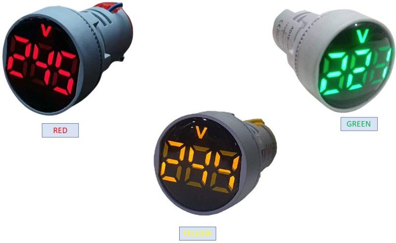 brow LED Voltmeter Indicator Lamp Tester Measuring Range AC 60-500V (Red Yellow Green) Voltmeter  (Digital)