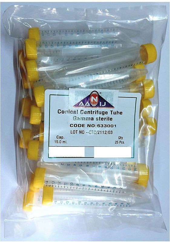 AANIJ Conical Centrifuge tubes Gamma Sterile 15 ml (Pack of 25 pcs) Ultracentrifuges