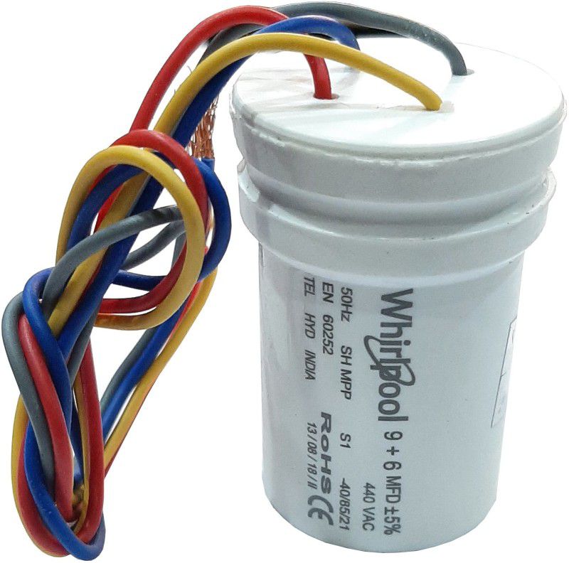 Whirlpool Original 9 + 6 MFD Capacitor For Washing Machine Variable Capacitor  (Pack of 1)