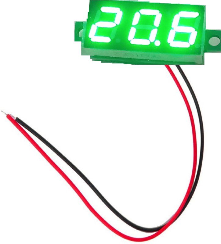 Wooden Extension 2 Wire DC Voltmeter Green Display 0.28 Inch 2.5V-30V LED Screen Electronic Parts Voltmeter  (Digital)