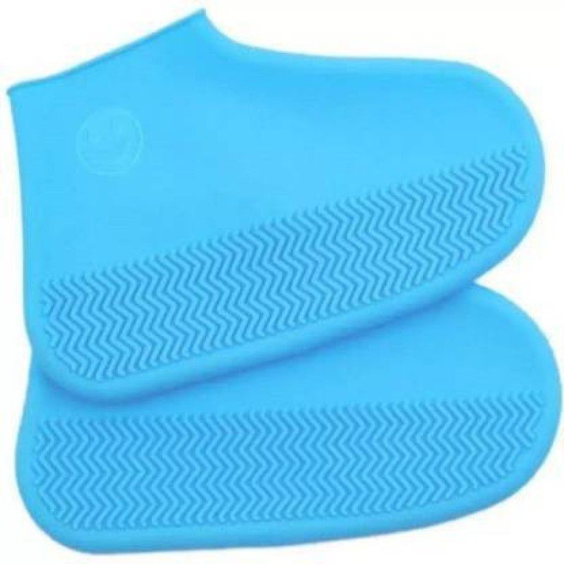 OSHO ENTERPRISE WATERPROOF SILICON SHOES COVER ANTI SLIP Silicone blue Toes Shoe Cover, Flat Shoe Cover, High Ankle Shoe Cover (Free size Pack of 1) Silicone Blue Boots Shoe Cover, Toes Shoe Cover  (Free size Pack of 1)