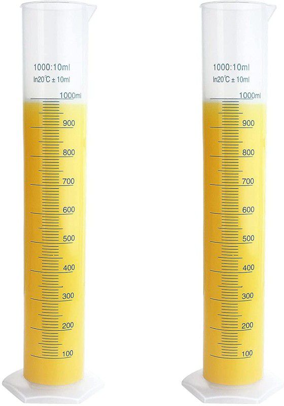 Spylx 2 Pack 1000ml Transparent Measuring Test Tube Flask for Science Projects Plastic Graduated Cylinder  (1000 ml)
