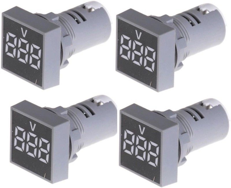 Gadariya King 22MM AC 20-500V Voltmeter Square Panel LED Digital Voltage Meter Indicator Light Tester White (PACK OF 4) Voltmeter  (Digital)