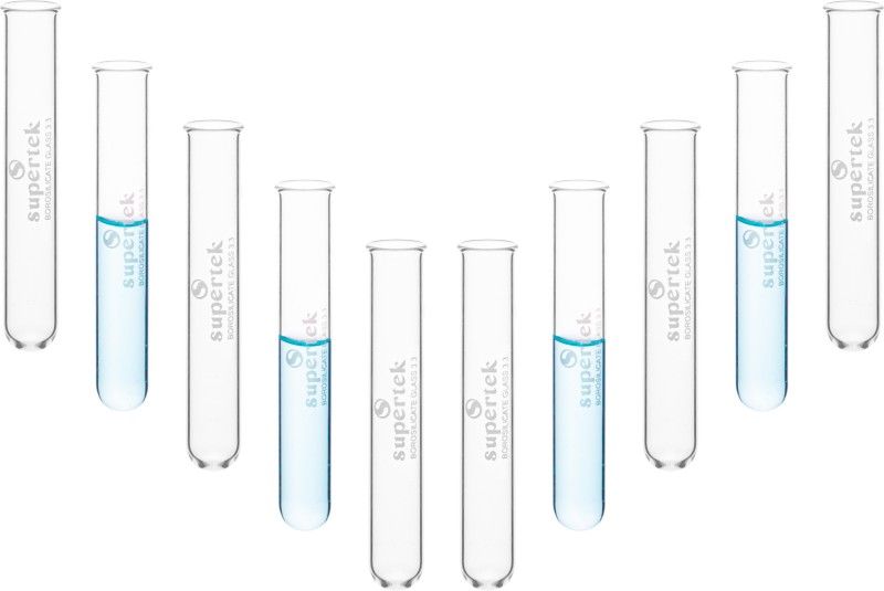 Supertek 15 ml Rimmed Borosilicate Glass Test Tube  (15 cm 300 K Pack of 10)