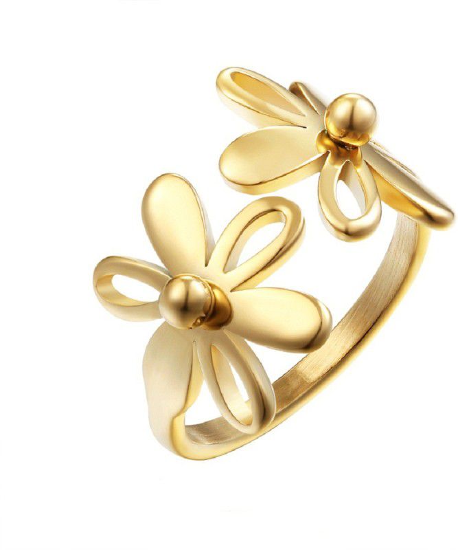 Flower Stainless Steel Gold Plated Ring
