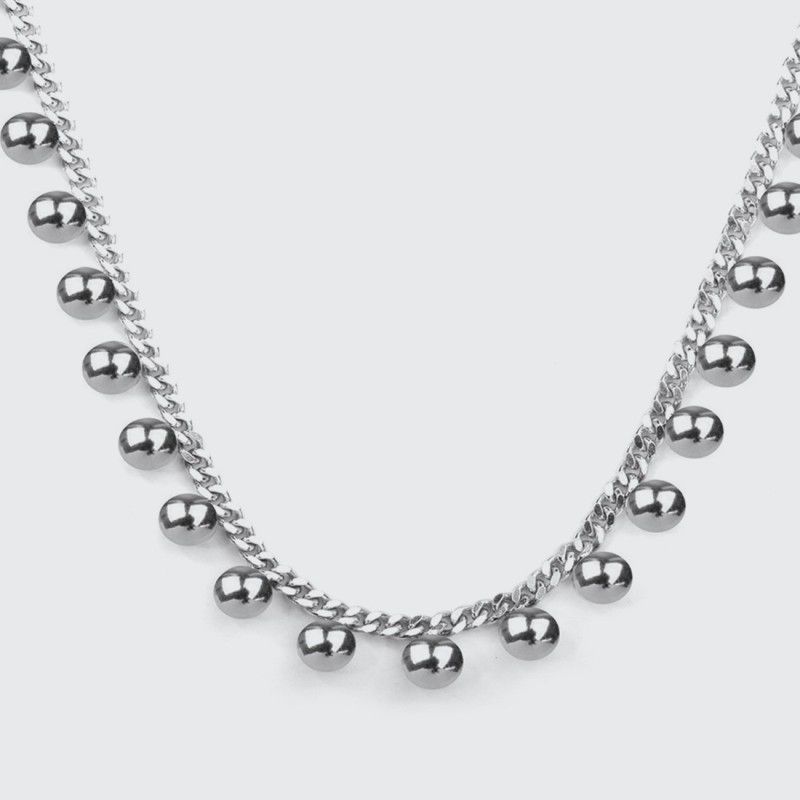 Sterling Silver, Rhodium-plated Classic Balls Necklace | With Certificate of Authenticity and 925 Hallmark Rhodium Plated Sterling Silver Necklace