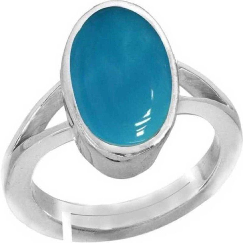 Firoza Ring Natural lab certified turquoise stone Stone Turquoise Silver Plated Ring Copper, Zinc, Brass, Silver, Metal Turquoise Silver Plated Ring