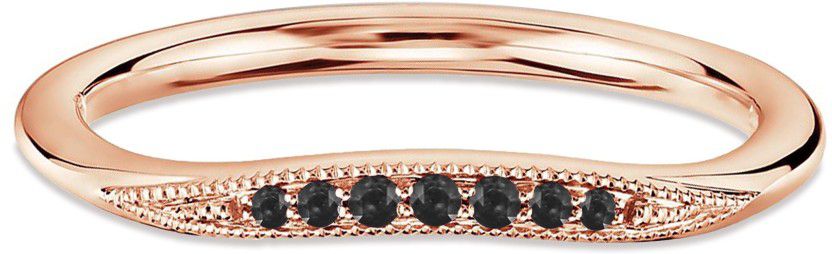 Milgrain Black Diamond Curved Matching Band 14K Gold Finish Contour Wedding Band Sterling Silver Crystal Copper Plated Ring