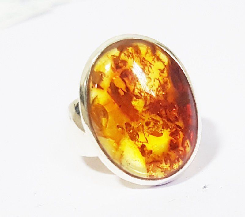 AMBER Stone, Silver Amber Ring