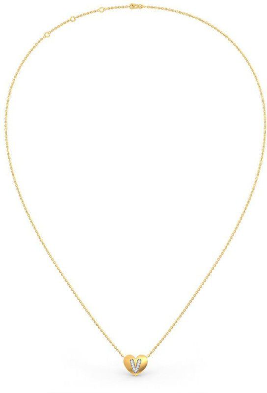 Candere by Kalyan Jewellers 18K (750) Yellow Gold & Diamond V Pendant With Chain for Women 18kt Diamond Yellow Gold Pendant