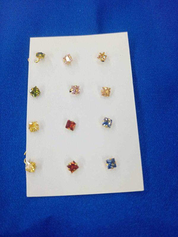 NS-Nose-Pin-2 Gold-plated Plated Metal Nose Stud  (Pack of 12)