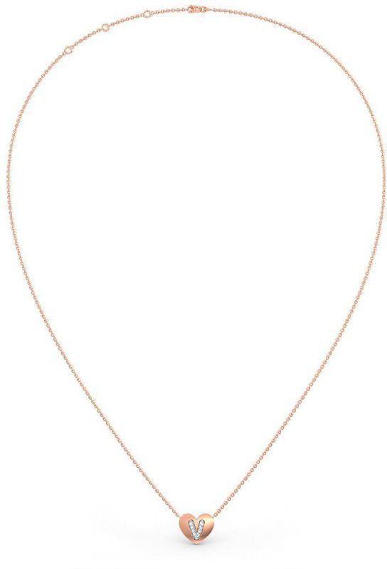 Candere by Kalyan Jewellers 18K (750) Rose Gold & Diamond V Pendant With Chain for Women 18kt Diamond Rose Gold Pendant