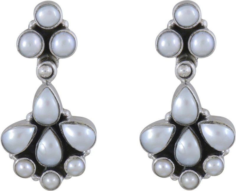 Silverwala 925-92.5 Sterling Silver Pearl Stone Earrings ( White ) Pearl Sterling Silver Stud Earring