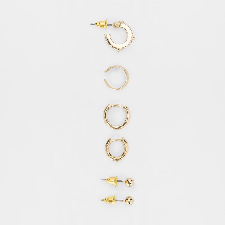 6 Pack Cuff Earrings - Gold Look