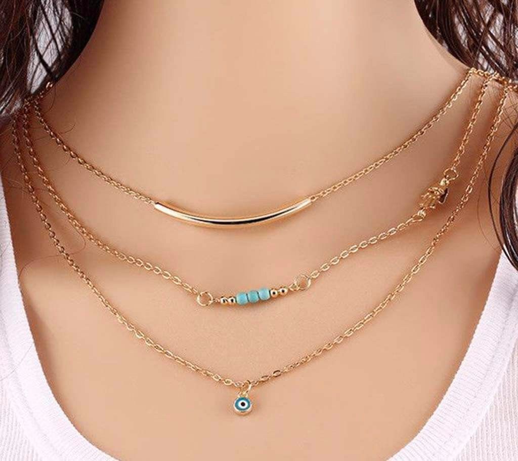 3 Layers Turquoise Pendants Necklaces