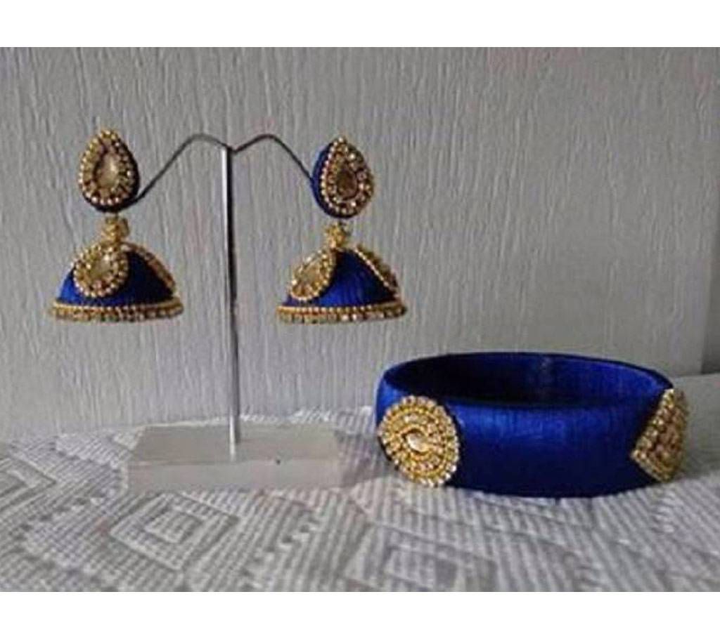 Silk yarn bangles with earrings 