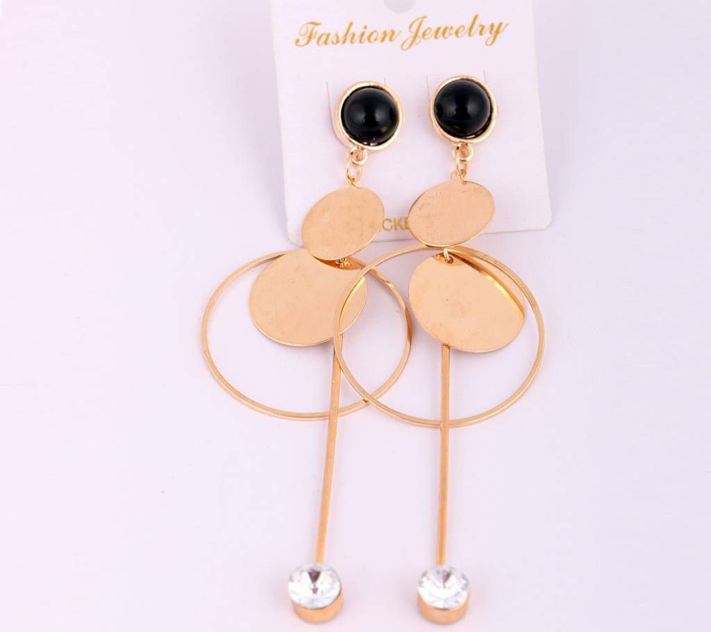 Gold Plated Black Stone Earrings 