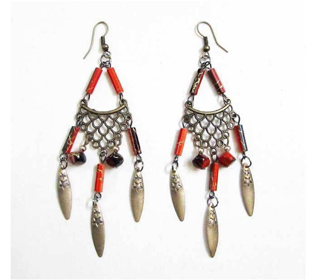 Ethnic Design Orange Beads Earring 
