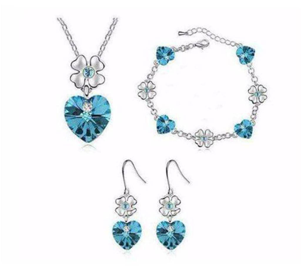 Heart Shaped Blue Stone Jewelry Set
